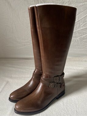 Brita Brown Over-the-Knee Buckle Riding Boots